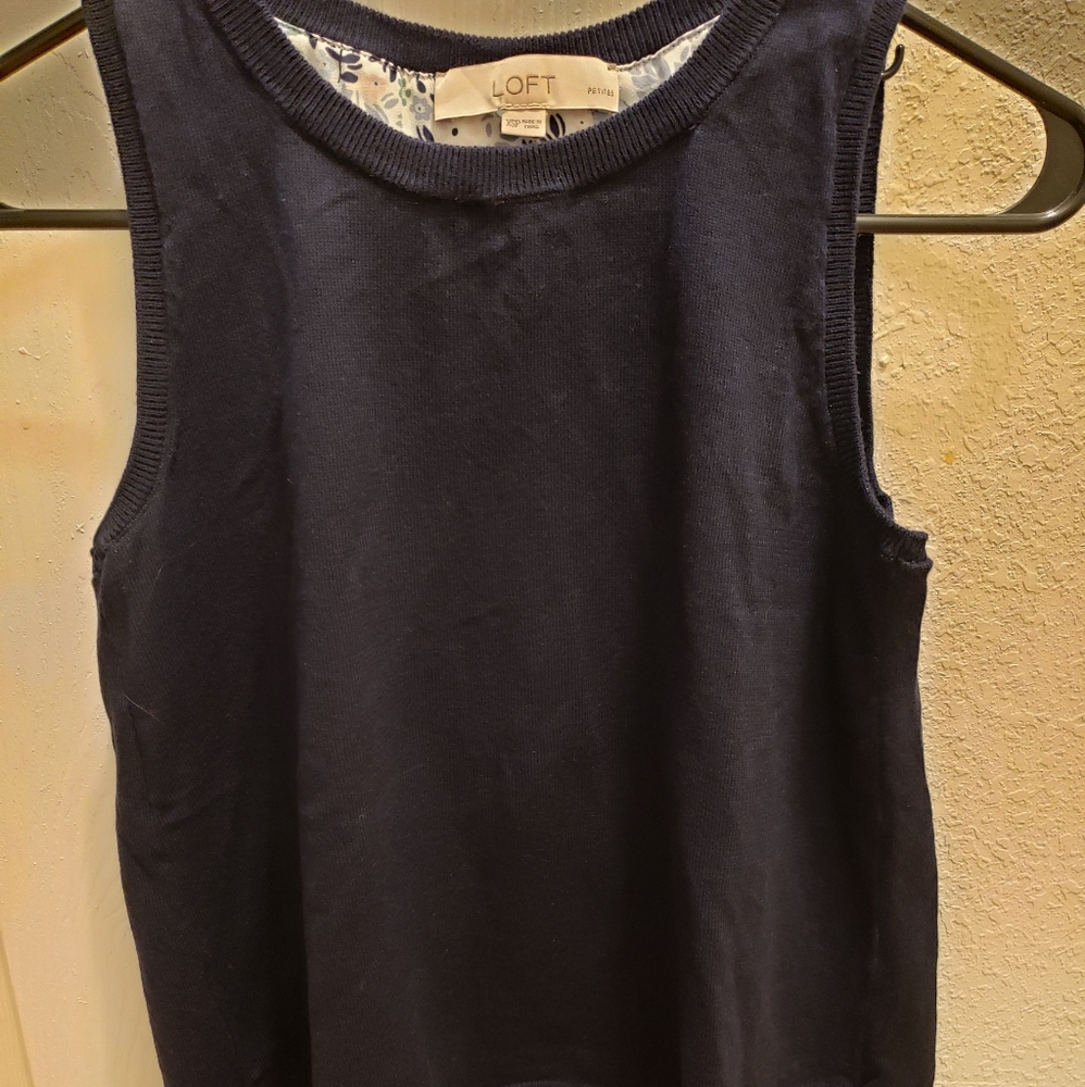 LOFT navy blue knit tank top